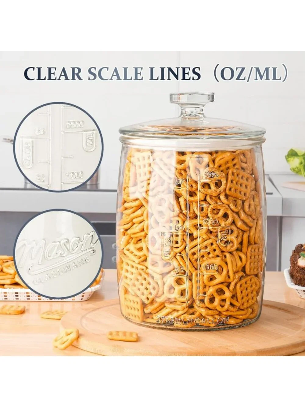 Set of 2 Airtight 1 Gallon Glass Cookie Jars - Perfect for Storage